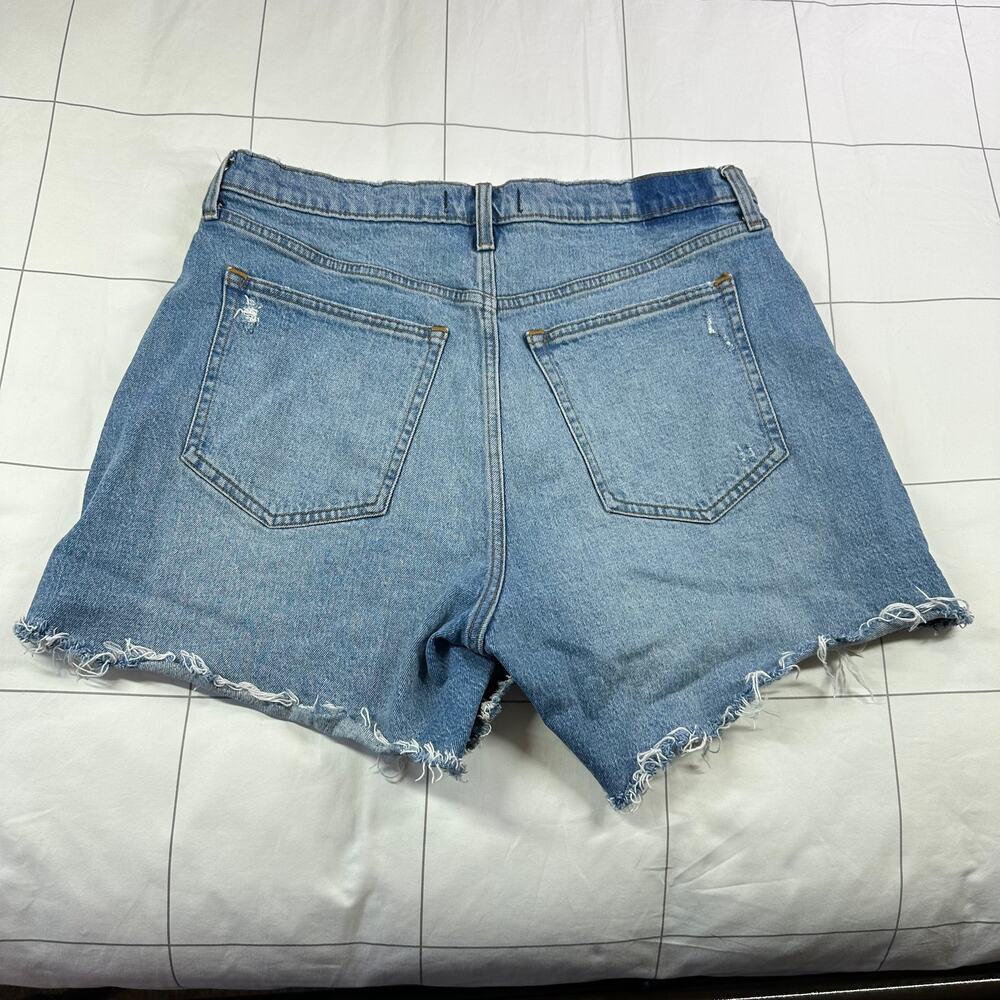 Abercrombie & Fitch Shorts Womens 32 Blue Dad High Rise Curve Love Raw Hem Denim - Picture 2 of 11